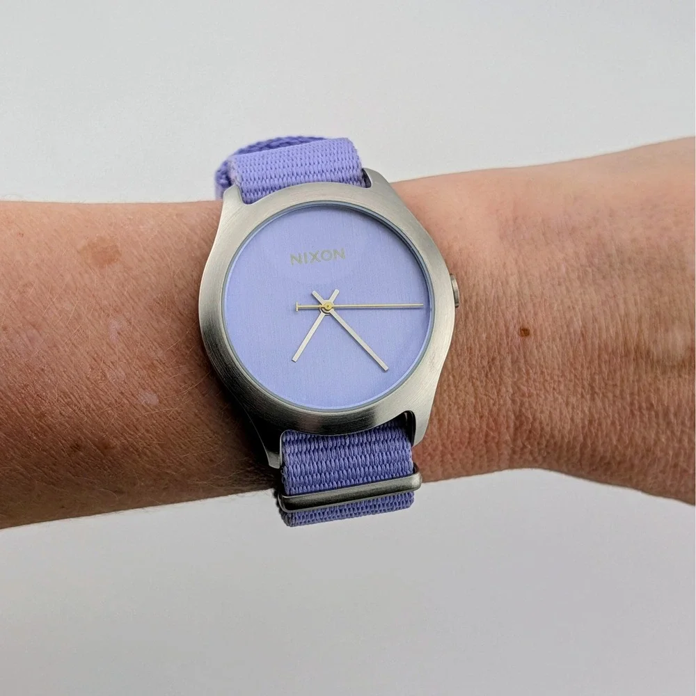 Nixon The Mod Women's Watch Lavender Dial Nylon Strap Stainless Steel 40mm